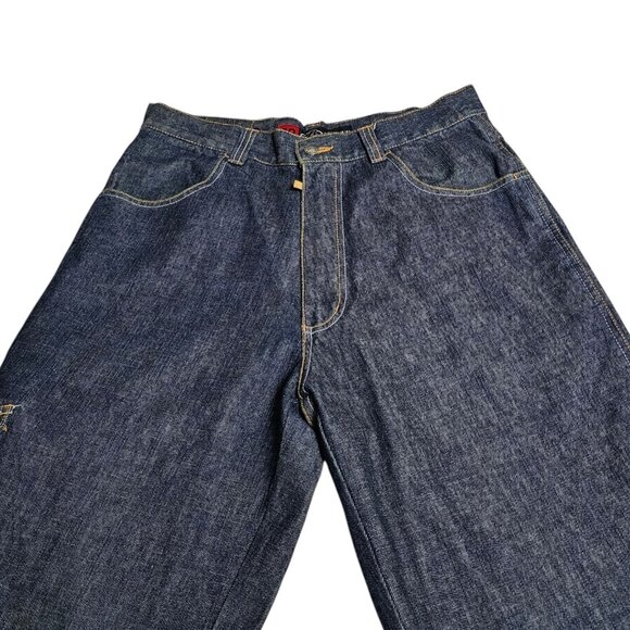 Barcode Jeans Y2K Baggy Wide Leg Denim 32x34 Cargo Stash Pocket Streetwear Skate - Picture 3 of 12